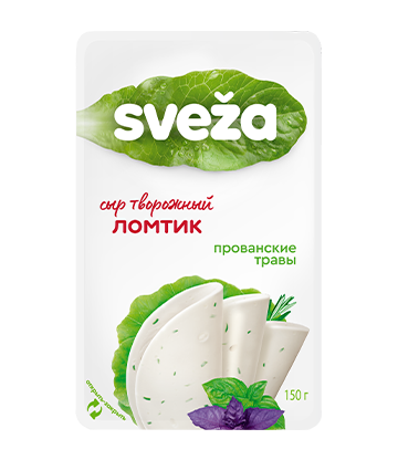 Curd cheese with herbes de Provence, sliced